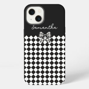 Black White Harlequin Mad Hatter Checkers iPhone 13 Case