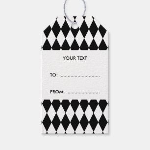 Black White Harlequin Pattern Gift Tags
