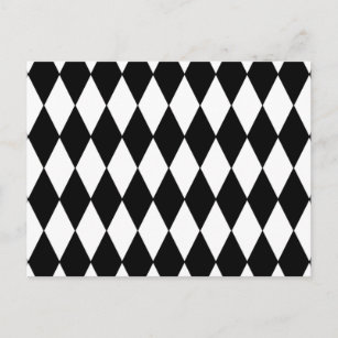 Black White Harlequin Pattern Postcard