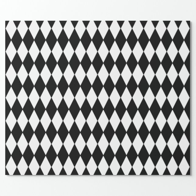 Black White Harlequin Pattern Wrapping Paper (Flat)