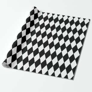 Black White Harlequin Pattern Wrapping Paper