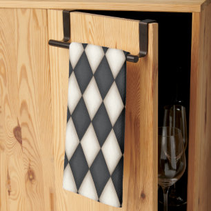 Black & White Harlequin (small scale) Tea Towel