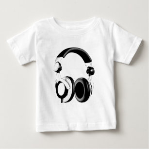 Black & White Headphone Artwork Baby T-Shirt