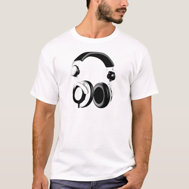 Black & White Headphone Artwork T-Shirt (Front)