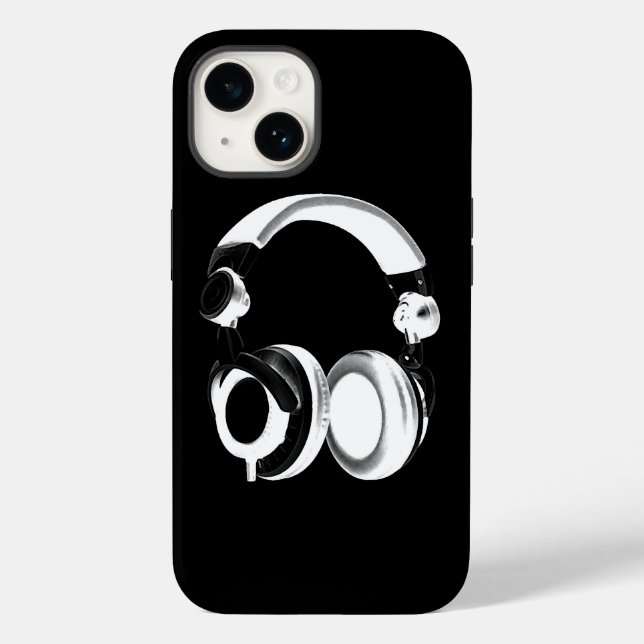Black & White Headphone Silhouette Case-Mate iPhone Case (Back)