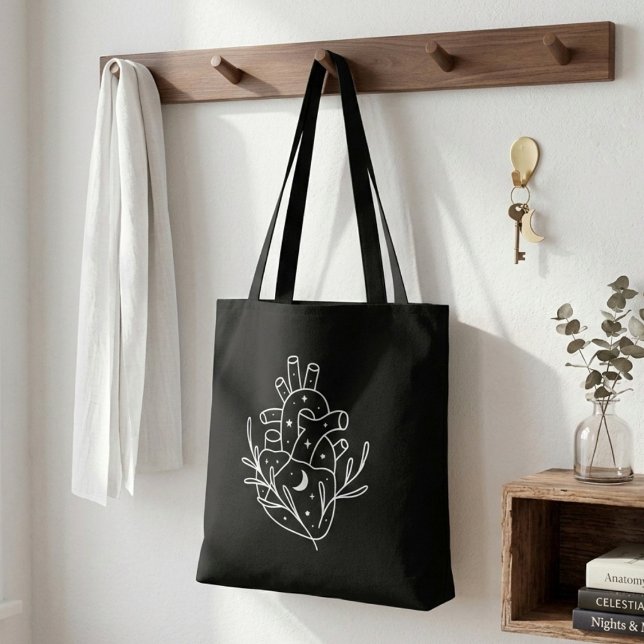 Black White Heart Aesthetic Shopping Tote Bag (Creator Uploaded)