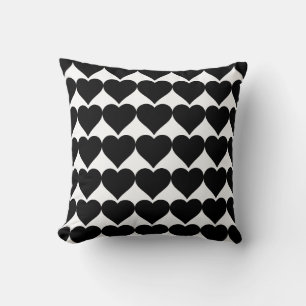 Black white Heart classic elegant pattern Cushion