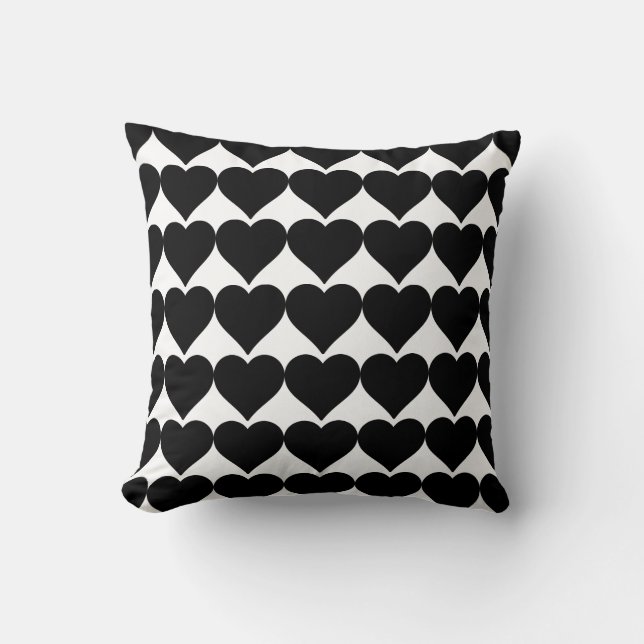 Black white Heart classic elegant pattern Cushion (Front)