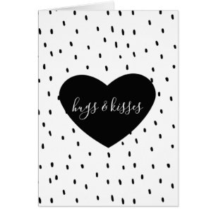 Black White Heart Dots Hugs & Kisses