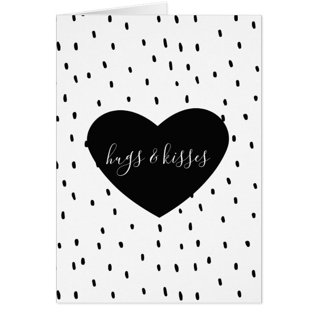 Black White Heart Dots Hugs & Kisses (Front)