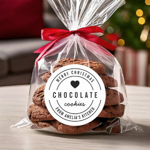 Black White Heart Homemade Kitchen Merry Christmas Classic Round Sticker