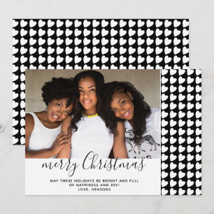 Black & White Heart Merry Christmas Photo Card