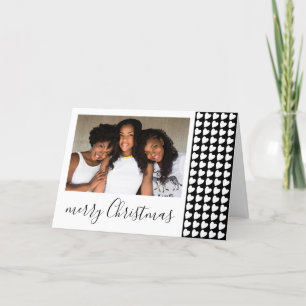 Black White Heart Merry Christmas Photo Holiday Card