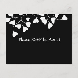 Black White Heart RSVP Invitation Postcard