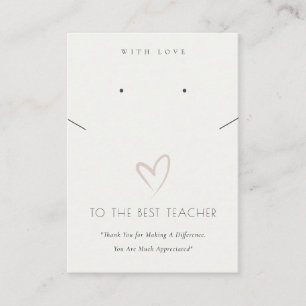 BLACK WHITE HEART TEACHER GIFT NECKLACE EARRING PLACE CARD