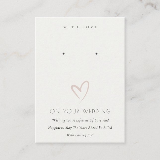 BLACK WHITE HEART WEDDING GIFT EARING DISPLAY PLACE CARD (Front)