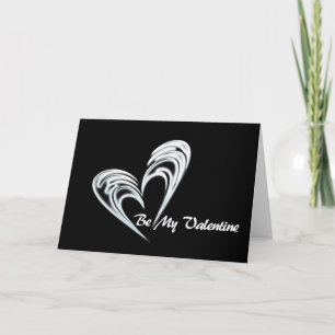 Black White Heart with be my Valentine Holiday Card