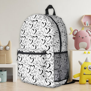Black White Hearts Backpack