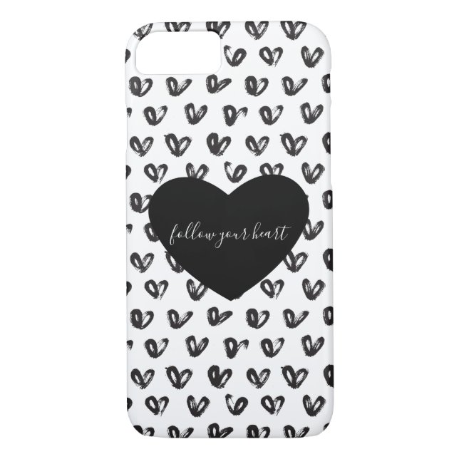 Black White Hearts Case-Mate iPhone Case (Back)