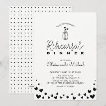 Black & White | Hearts Rehearsal Dinner Invitation