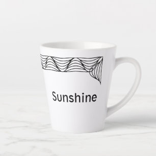 Black & White Heat Wave Personalised Latte Mug