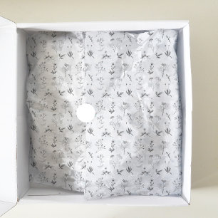 Black & White Herbs Botanical Wildflowers Pattern  Tissue Paper