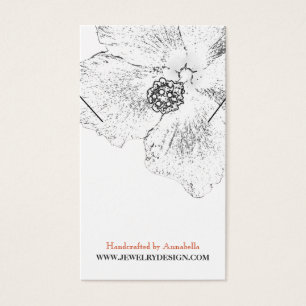 ©Black White Hibiscus Floral Necklace Display Card