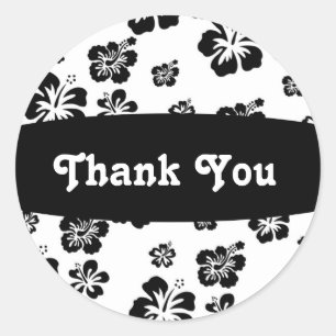 Black & White Hibiscus Flower Floral Party Sticker