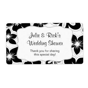 Black White Hibiscus Water Bottle - customise it!