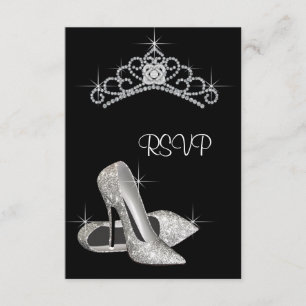 Black White High Heels Quinceanera RSVP