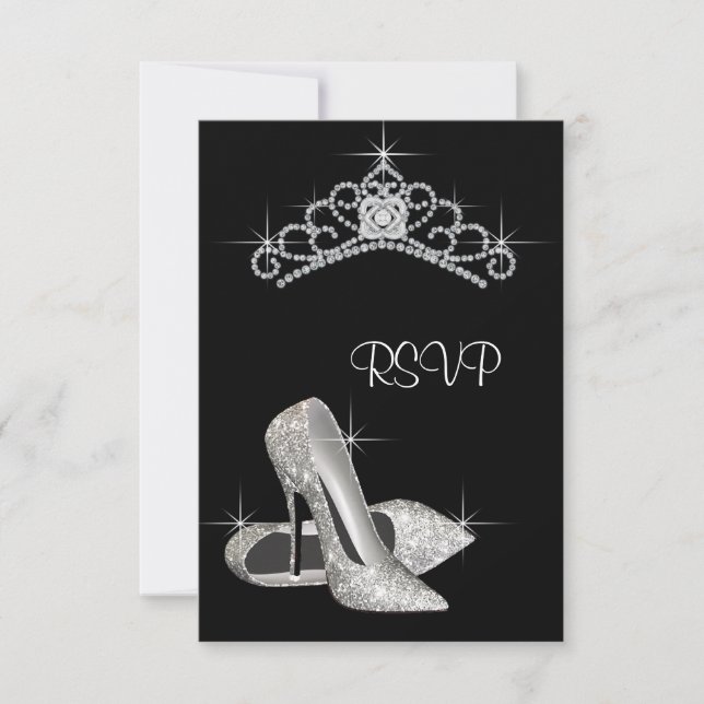 Black White High Heels Quinceanera RSVP (Front)