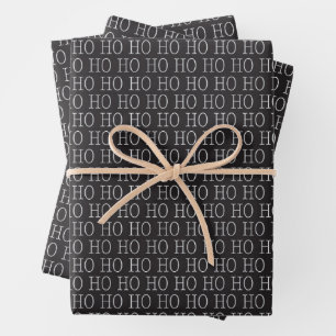 Black White Ho Ho Ho Christmas Wrapping Paper