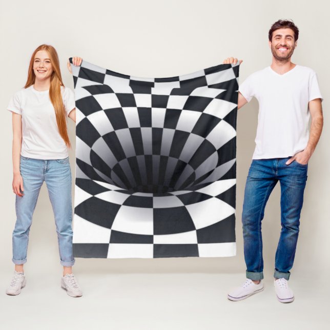 Black & White Hole Fleece Blanket (In Situ)