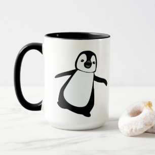 Black white Holiday Cute Penguin Personalised Mug