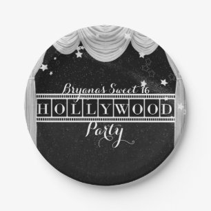 Black & White HOLLYWOOD Curtains Elegant Party Paper Plate