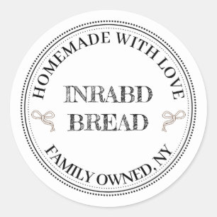black & white Homemade Baking Label Round Sticker