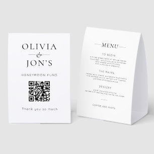 Black White Honeymoon Fund and Menu Wedding 