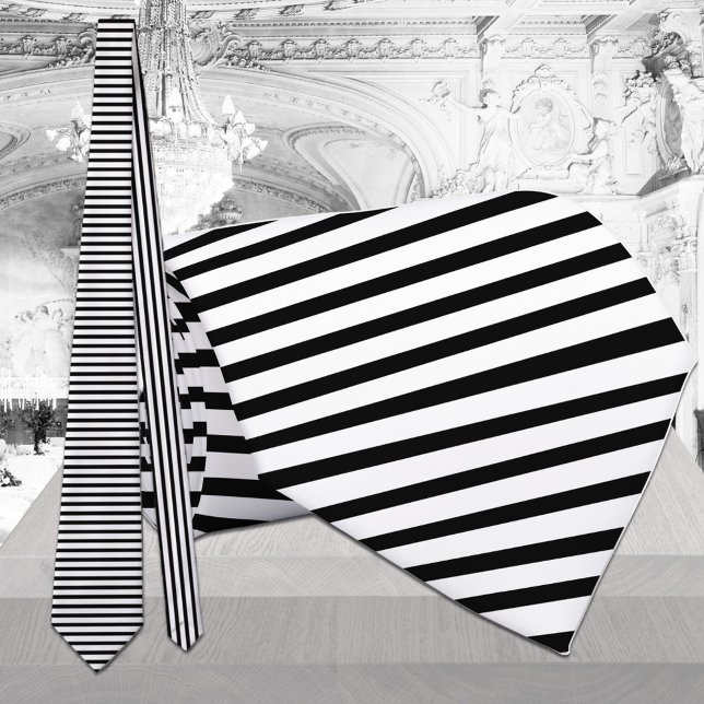 Black White Horizontal Stripe Vertical Inside Tie (Creator Uploaded)