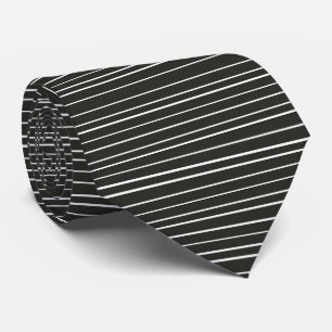 Black White Horizontal Stripes Minimalist Tie