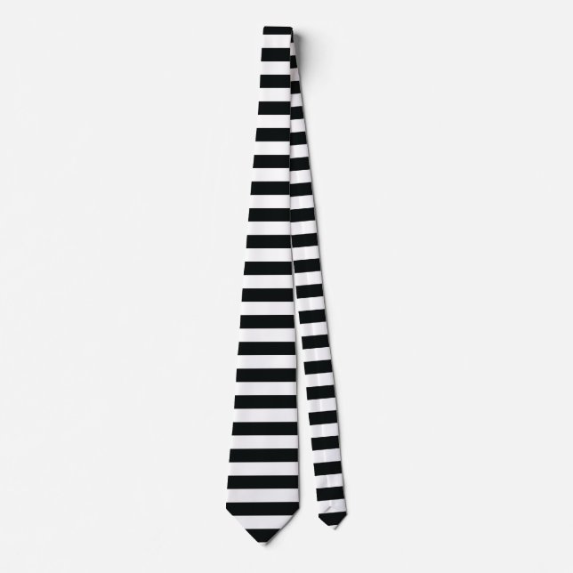 Black & White Horizontal Stripes Tie (Front)