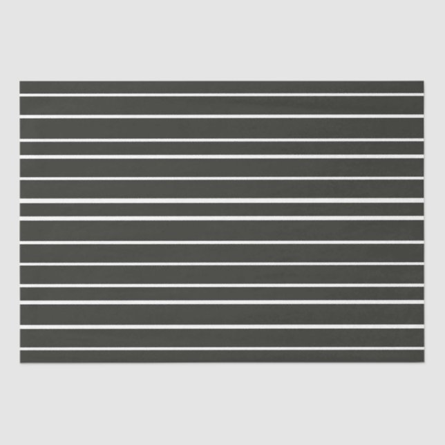Black White Horizontal Stripes  Tissue Paper (Front)