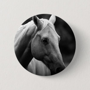 Black White Horse 6 Cm Round Badge