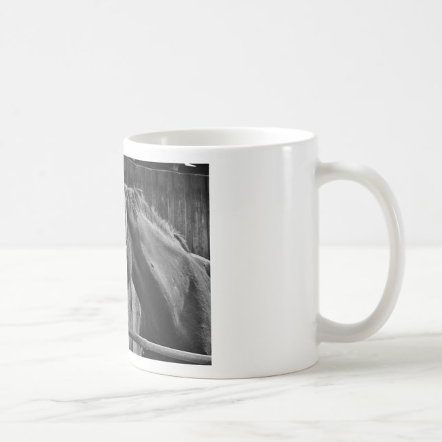 Black White Horse - Animal Photography Art Coffee Mug (Right)