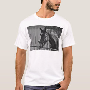 Black White Horse - Animal Photography Art T-Shirt