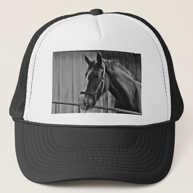 Black White Horse - Animal Photography Art Trucker Hat (Front)