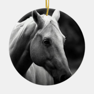 Black White Horse Ceramic Tree Decoration