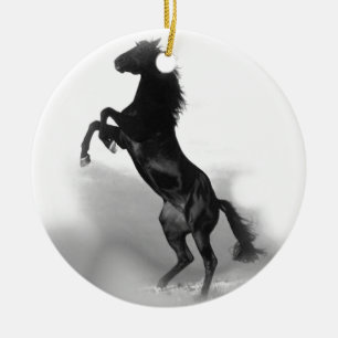 Black White Horse Ceramic Tree Decoration