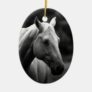 Black White Horse Ceramic Tree Decoration