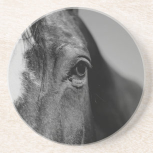 Black White Horse Eye Artwork Coaster