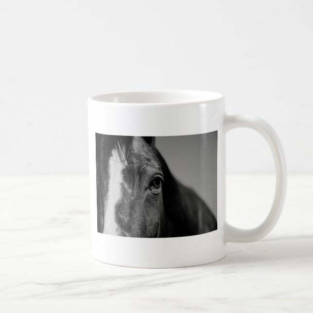 Black White Horse Eye Artwork Coffee Mug (Right)